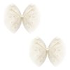 2 PCS Pearl Hair Bows Hair Clips for Toddler Girls - Elegant Ivory Lace Veil Hair Accessories for Birthday, Wedding, Halloween, Thanksgiving, and Christmas Occasions(Ivory)
