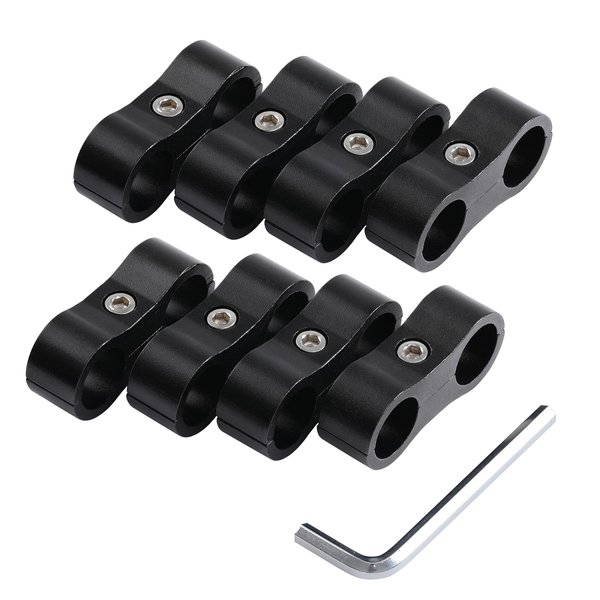Ucreative 8PCS 6AN CPE Fuel Hose Separator Clamp AN6 CPE Line Mounting Clamp Aluminum Black