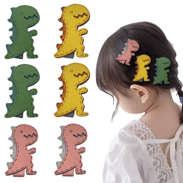 6 pcs Cartoon Dinosaur Hair Clips ,Cute Animal Pattern Barrettes for Girl Lady Hair Clip Headdress Hairstyle Decorate Supplies
