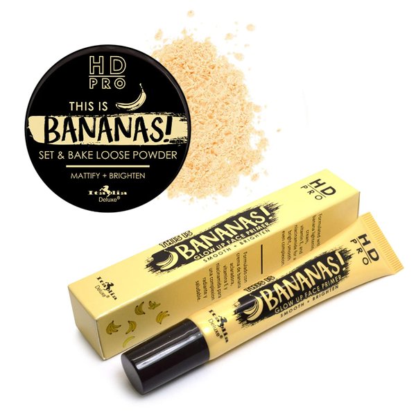 DEALPLUSDEAL Italia Deluxe Banana Loose Matte Setting Powder and Glow Up Face Primer Luminous 2 Piece Set Makeup