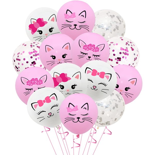42 Pieces Cat Latex Balloons,12 Inches Cute Cat Balloons for Kids Birthday Party Cat Kitty Theme Birthday Party Decorations Supplies for Cat Birthday