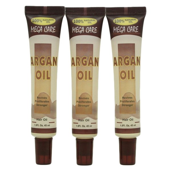 Sunflower Cosmetics Mega Care Tube Hair Oil 1.5oz (3 Pack) (Argan Oil)