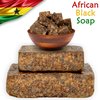 Raw African Black Soap Bar 8 oz. - 100% Pure Natural From Ghana. Acne Treatment, Aids Against Eczema & Psoriasis, Dry Skin, Scars and Dark Spots. Great For Pimples, Blackhead, Face & Body Wash.