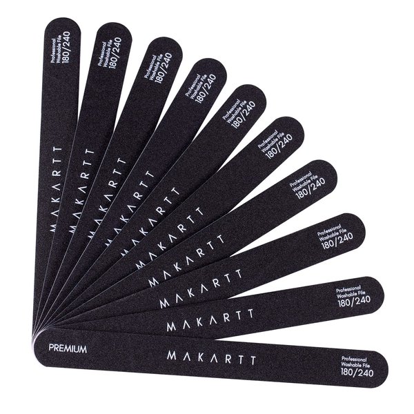 Makartt Nail File 180 240 Grit Emery Boards for Nails 10pcs Nail Files Professional Washable Doubled Sides Nail File Kit for Manicure Pedicure Natural Acrylic Nails Coarse Nail File