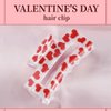 Valentine's Day Square Claw Clips for Thick Thin Hair, 3" Medium Hair Clips with Red Heart Patterns Non-Slip Hair Claw Clips Strong Hold Hair Styling Accessories for Women Girls Bridesmaid Gift, 1Pack