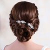 Brishow Bridal Pearl Hair Comb Silver Rhinestone Hair Clip Bride Wedding Hair Accessories Vintage Hairpiece for Women and Girls 2 Pieces (Silver)