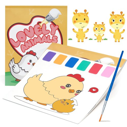 TWWDE AUG Paint with Water Books,Watercolor Coloring Book for Kids Ages 4-8,Watercolor Painting Book for Toddlers,Coloring Books for Toddlers 1-3,Magic Book Art Craft Gift for Drawing-Cute Animals