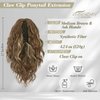 BARSDAR Short Highlight Ponytail Extension - 12 In Claw Clip Short Wavy Ponytail Hair Extensions for Women, Multi Layered Synthetic Clip in Pony Tail Hairpieces Girls Daily Party- Brown & Blonde