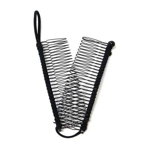 GETAGOTA Adjustable Banana Hair Clip Comb Clips for Women Stretch Ponytail Holder Accessory Double Combs Thick Curly Hair Grip Styling Maker Tool Clip Classic Clincher for Girls and Womens (black)
