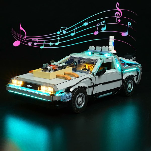 VONADO Led Light Kit Compatible with Lego Back to The Future Time Machine 10300 (No Model),Lighting Kit Compatible with Lego Back to The Future Car Building Toys (Music Version)