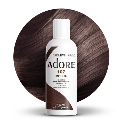 Adore Semi Permanent Hair Color - Vegan and Cruelty-Free Hair Dye - 4 Fl Oz - 107 Mocha (Pack of 1)