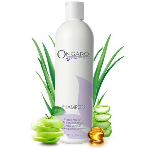 Ongaro Beauty Organic Shampoo - Hydrating Shampoo with Aloe Vera, Probiotic Extracts, Peptides, & Apple Stem Cells - Hair Growth Shampoo for Dry, Oily, & Colored Hair - 12 fl oz