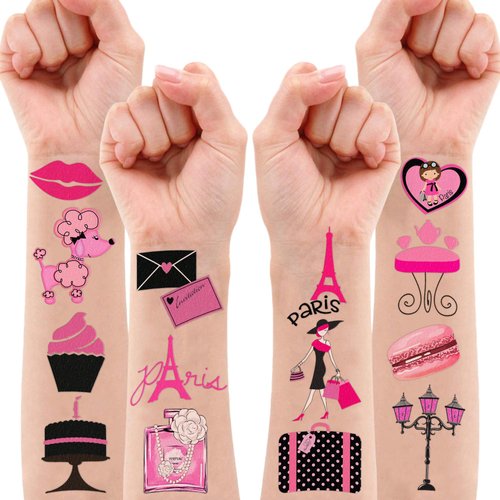 Paris Temporary Tattoos France Paris Party Decorations Favors Supplies French Theme Birthday 82PCS Cute Eiffel Towers Tattoo Stickers Christmas Gifts for Boys Girls Kids Class School Prizes Carnival