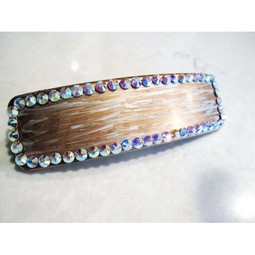 Metallic gold and silver hand painted crystal hair clip clamp barrette