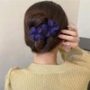 Mdscve 5Pcs Flower Flat Hair Clips for Women Matte Flat Hair Claw French Alligator Clips Non-Slip Cute Duck Billed Flat Claw Clips for Thick Hair for Girls