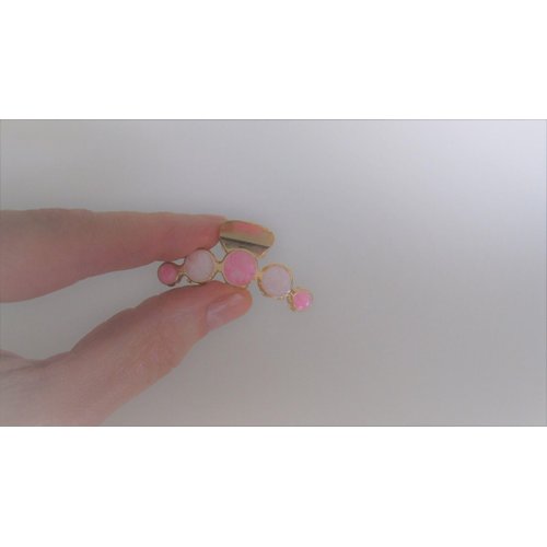 Generic Small gold metal and pink marble hair claw clip