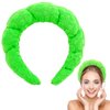 BEGOOD Spa Headband for Washing Face Skincare Headbands Sponge Makeup Headband Terry Towel Cloth Hairband Bubble Head Band puffy Headwear Hair Accessory (Green)