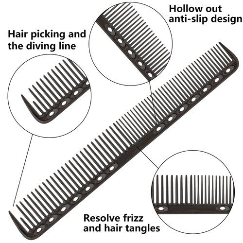 CGBARBER 4 Types Aluminum Hair Combs for Cutting Stainless Steel Hair Tail Metal Comb (Black)