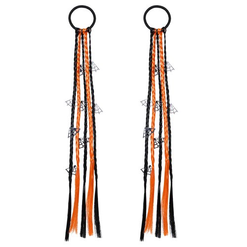 KCHIES Girls Halloween Pony Ribbon Hair Streamer Ponytail Holder Elastic Hair Ties Braids Hair Extensions Hair Bands Cosplay Party Dress Costume Decor Accessories for Women