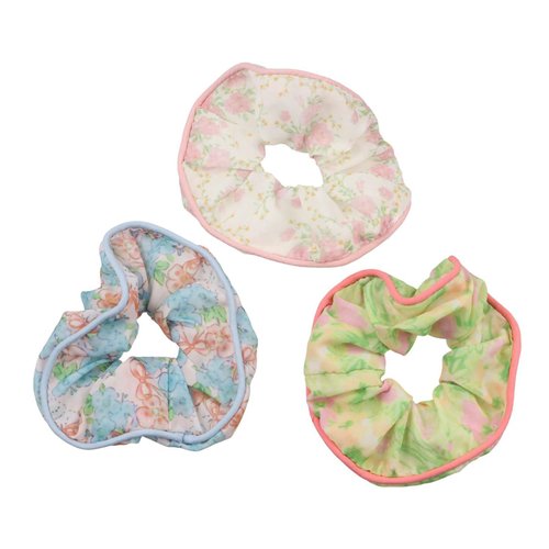 3Pcs Elastic Scrunchies, Flower Printed Hair Ties Vintage Pastoral Style Ponytail Holder Floral Hair Rope Hair Bands Hair Accessories for Girls Women