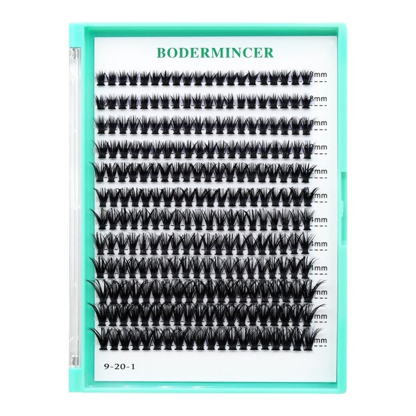 Bodermincer Black/Colored Cluster Lashes 240pcs 20D/40D DIY Eyelash Extension D Curl Long Individual Lashes Mixed Tray Faux Mink Lash Clusters Extensions 8-22mm (40D 8-10-12-14-16mm MIX)