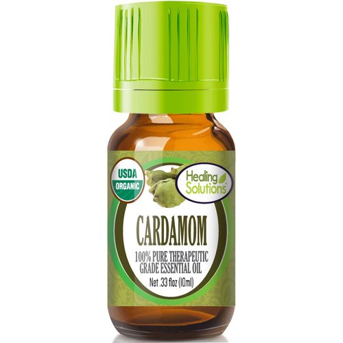 Healing Solutions Oils - 0.33 oz Cardamom Essential Oil Organic, Pure, Undiluted Cardamom Oil for Hair Diffuser - 10ml - Cardamom Oil for Skin - Aromatherapy Oils