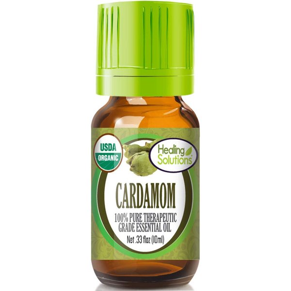 Healing Solutions Oils - 0.33 oz Cardamom Essential Oil Organic, Pure, Undiluted Cardamom Oil for Hair Diffuser - 10ml - Cardamom Oil for Skin - Aromatherapy Oils
