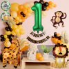 10pcs Jungle Safari Animal Balloons, Cute Jungle Theme Zoo Party Supplies Monkey Elephant Zebra Leopard Crocodile Giraffe Shaped for Birthday Party Decor (Number 1)
