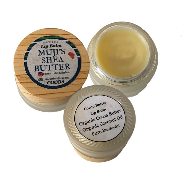 Muji's Shea Essentials Cocoa Lip Balm, 15 grams, 1 Jar, 100% Natural, Hydrates Dry & Cracked Lips, Cocoa Butter Moisturizer