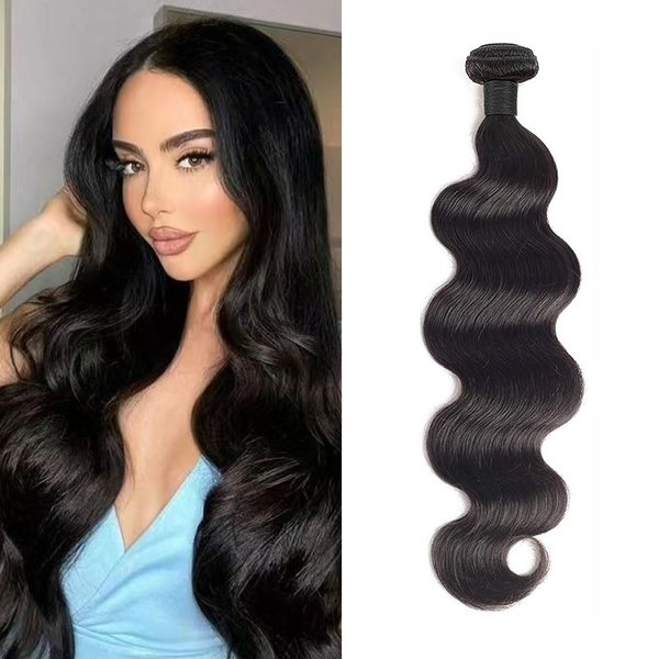 Body Wave Human Hair Bundles 10A Human Hair Bundles Body Wave Bundles Brazilian Hair Bundles Weave Bundles Human Hair Extensions Double Weft for Women Body Wave 1 Bundle Natural Black 18 Inch