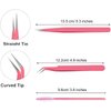 BlingKingdom Stainless Steel Eyelash Extension Tweezers Straight and Curved Tip Eyelash Tweezers for Eyelash Extension Applications with Eyelash Brush