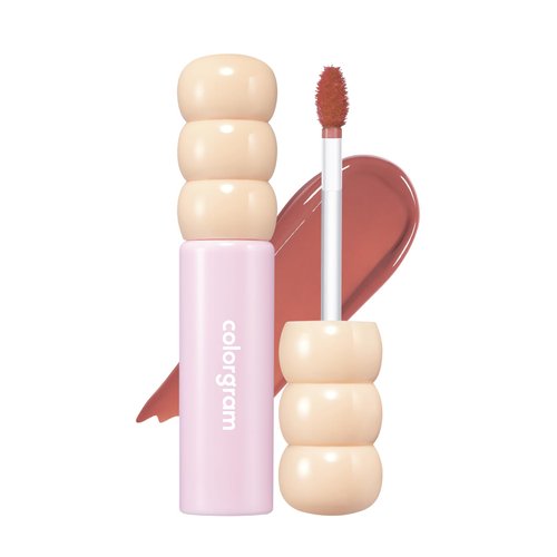 COLORGRAM Fruity Glass Tint 05 Soft Persimmon | Glossy Dewy Lip Gloss, Highly Pigmented Subtle Coral Beige Shade with Glowing effect, Buildable & Blendable 0.11 Oz.