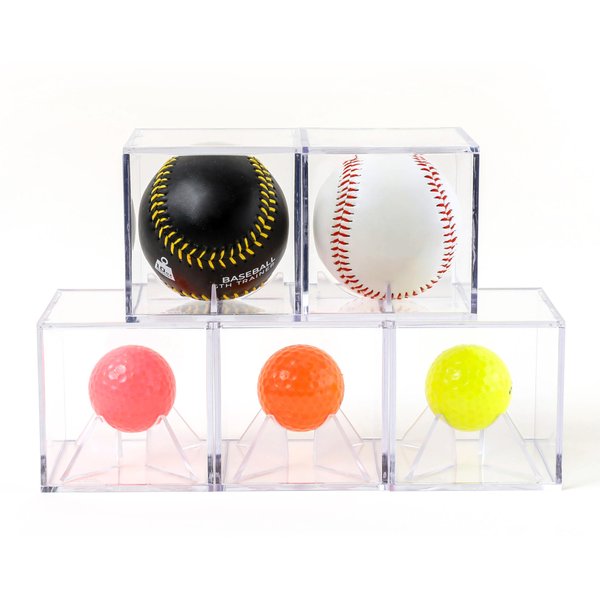 Peak Athletix Baseball & Golf Ball Display Case Acrylic Cube Square Clear Memorabilia Display & Storage Sports Official (Golf Ball Case, 1EA)