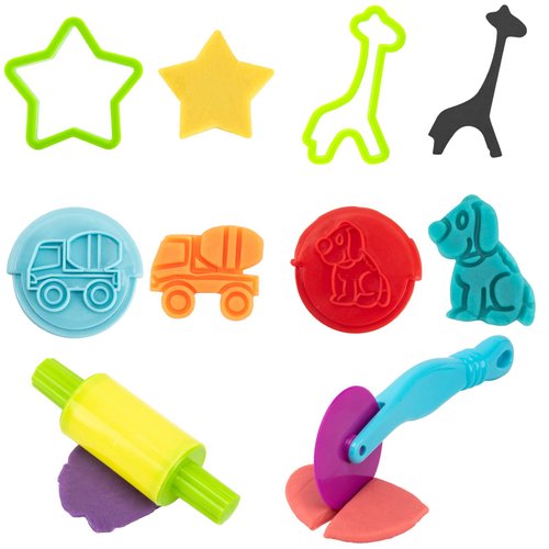 Dough Tools for Kids, 41Pcs Dough Toys Include Play Food Molds - Cupcakes, Ice Cream, Burger, Fries, Noodle, Play Bulk Pack with Roller, Cutters, Scissor, Dough Mat and Storage Bag Gifts (Tools)