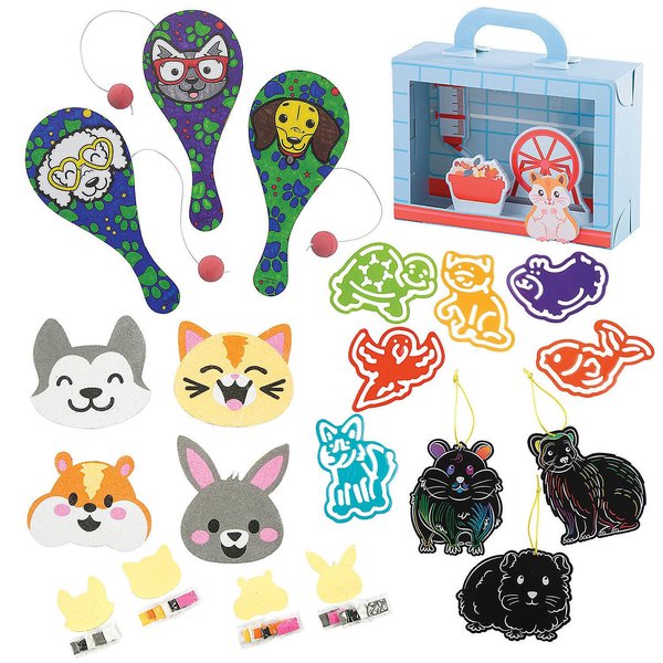 Fun Express Pet Lovers Craft Kit Assortment, Makes 60 Bulk 72 Pc - VBS Vacation Bible School Supplies/Decor