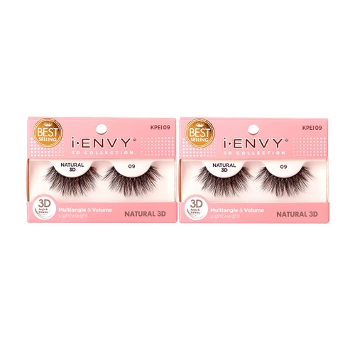 iEnvy Natural Eyelashes Lightweight False Lashes Multiangle and Volume 3D Natural Strip Lashes (2 Pack)
