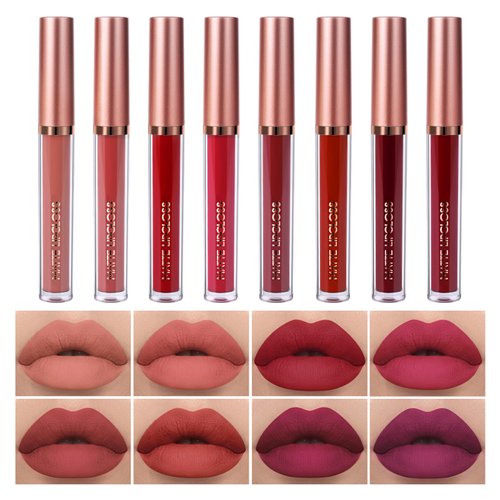 Fasray 8 Pcs Matte Liquid Lipstick, Easter Gifts for Girls and Women Easter Basket Stuffers Lip Gloss Set Lipstick Makeup Gift Set, Long Lasting Non-Stick Cup Not Fade Waterproof Matte Lipstick