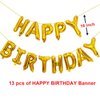 16 inch Happy Birthday Balloons Decorations Set- 13 pcs Letter Balloons Banner,2 pcs Giant Star Foil Balloons,4 pcs Confetti Balloons,6 pcs Latex Balloons (Gold)