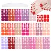 YECIRALA 20 Sheets 440 Pcs Pink Red Solid Toe Nails Polish Stickers Full Nail Wraps Toenails Stickers Wraps for Women Girls Nail Art Stickers Toenails Polish Stickers Stick On Nails Polish Wraps