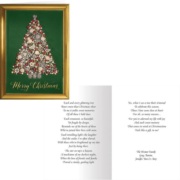 Glittering Tree Christmas Card Set of 20, Card Only Personalization