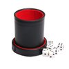 Leatherette Dice Cup with Lid, Includs 16mm Regular Dices, Red Felt Lining Dice Shaker Quiet for Playing Yahtzee/Farkle/Liars Dice/Board Game