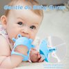 NCVI Baby Christmas Silicone Teether Hand Grip for 0-6 Months, Never Drop Baby Sucking Teething Relief Hand Held, Hand Wrist Chewing Teether Toys Mitten for Infants, BPA Free (Light-Blue Robot)