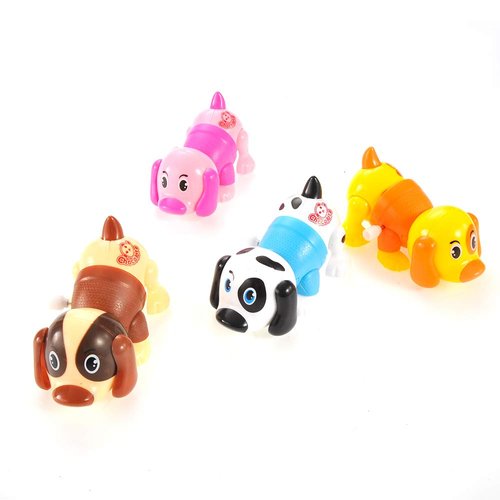 PowerTRC Wind-Up Colorful Dog Toys | Set of 12 Miniature Wind-Up Dogs | Fun Novelty Toys for Kids | Party Favors & Gift Ideas