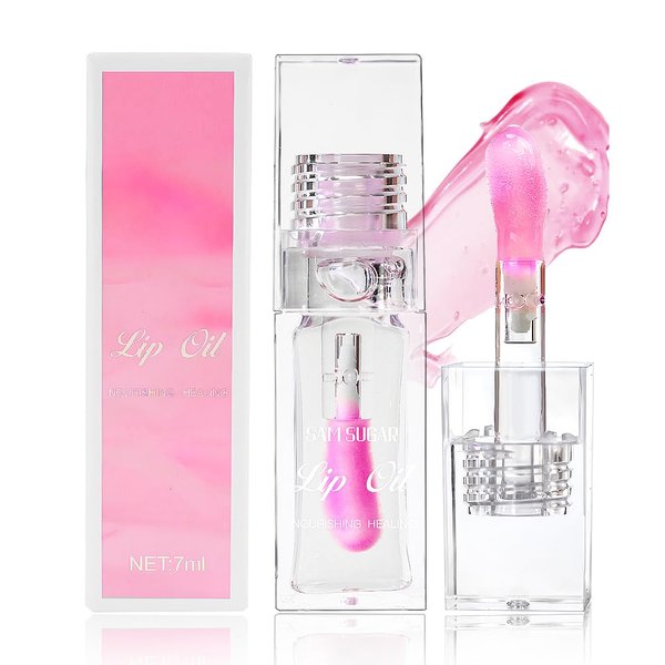 TIRDET Magic Color Changing Lip Oil, Warm Change Hydrating Color Changing Lip Gloss, Big Brush Color Changing Lip Oil, Lip Oil Color Changing, Lip Changing Oil Fresh Texture Long Lasting Shimmery
