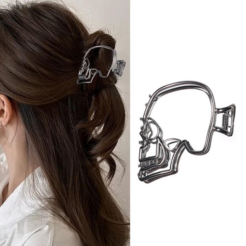 Halloween Hair Clips Skull Claw Clips Metal Black Claw Clips Skull Head Shape Design Hair Accessories for Women Girls Thick Thin Hair Cosplay Halloween Decorations 1PCS