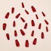 ROFIBUT Wine Red Press on Nails Long Square Coffin Fake Nails Glossy Red Cat Eyes Acrylic Nails Shiny Glitter Full Cover Stick on Nails Gradient False Nails for Women Girls DIY Nail Art Decor 24Pcs