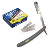 Classic Samurai Stainless Steel Professional Barber Straight Edge Razor with 100 Lord Single Edge Razor Blades (Gray)
