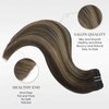 EYEFULL STELL Ombre Clip in Hair Extensions 20 inch 120G 7PCS Remy Real Human Hair Balayage Chocolate Brown to Caramel Blonde Clip on Human Hair Extensions Natural Straight Clip ins Hair Double Weft