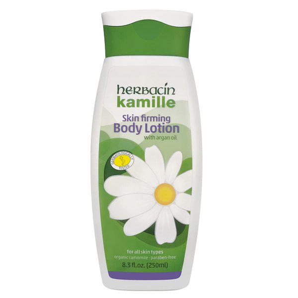 Herbacin Kamille Skin Firming Body Lotion with Rich Argan Nut Oil for Women, 8.3 Ounce