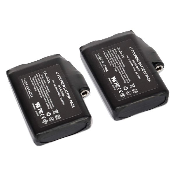 Rechargeable 7.4V 2200mAh Lithium Polymer Batteries for Heated Gloves Socks Jacket Cloths Pack of 2